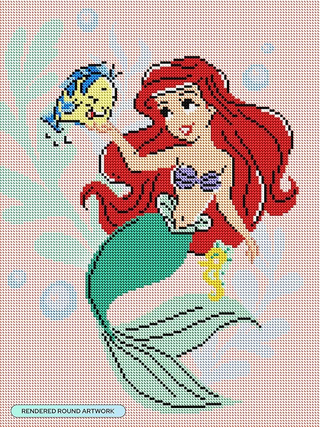 DIAMOND ART CLUB Ariel - Currently Busy Exploring Diamond Painting Kit, Fun DIY Crafts for Adults, Round Diamond Art Canvas, 13" x 17"
