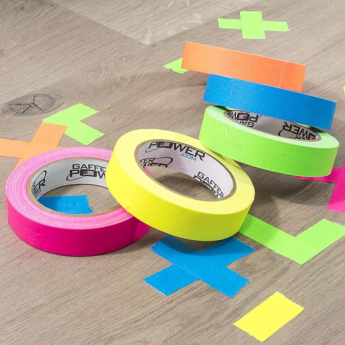 5-Pack Fluorescent Gaffer Tape | Leaves No Residue | Heavy Duty Pro Gaff Tape | Secures Cables, Holds Down Wires | Easy to Tear | Multipurpose | Weather Resistant. Made in The USA Gaff Tape