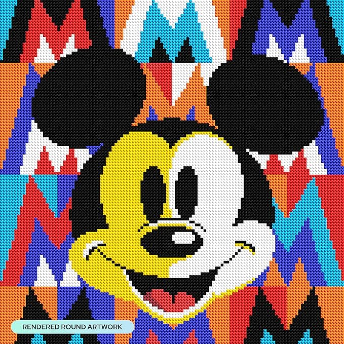 DIAMOND ART CLUB Art Deco Mickey Diamond Painting Kit, Fun DIY Crafts for Adults, Round Diamond Art Canvas, 13" x 13"