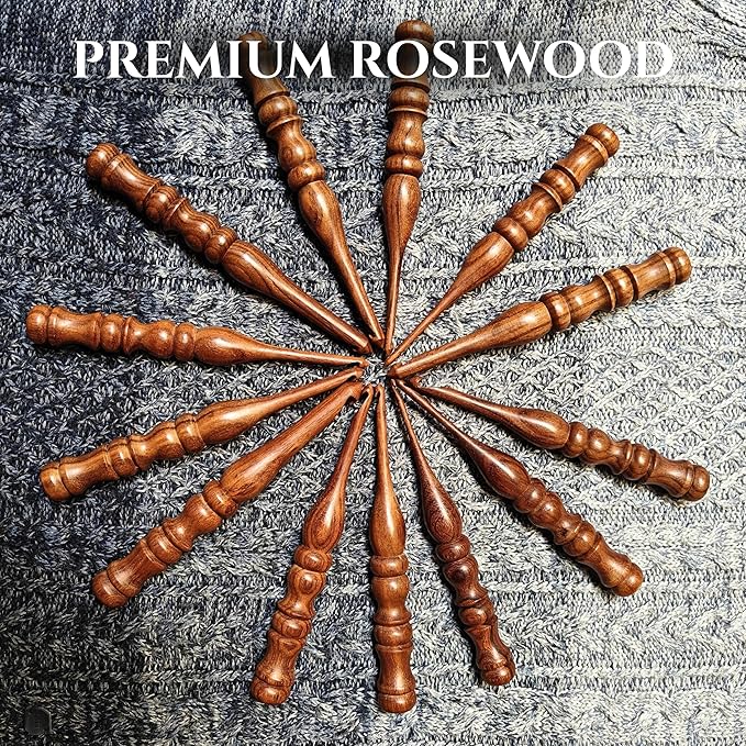 Shesham Wood Crochet Hooks Set of 13 - Sizes 3.5 mm to 12 mm – Premium Wooden Hooks for Knitting and Crocheting | Natural Wood Craft Tools | Perfect Mother's Day Gift