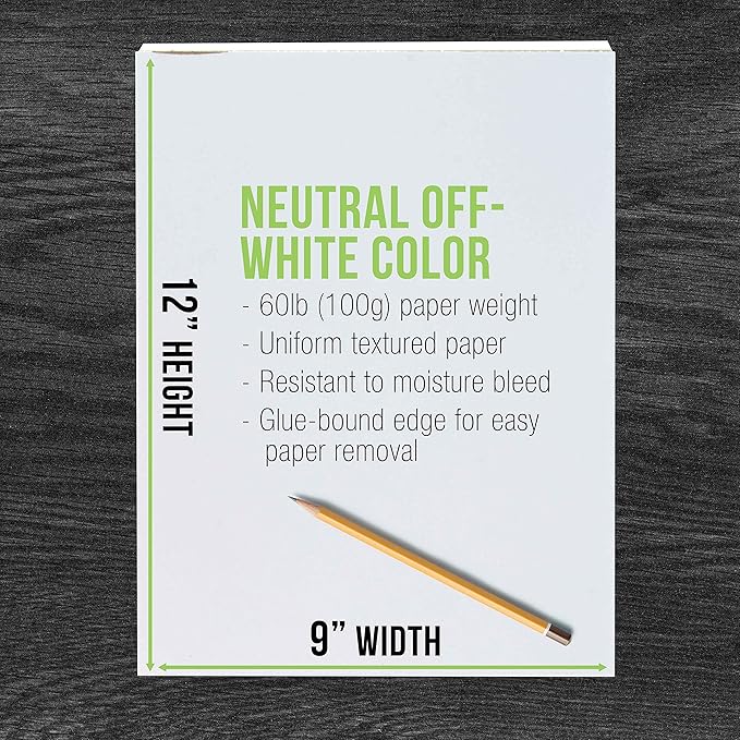 U.S. Art Supply 9" x 12" Premium Drawing Pad, Pack of 2 (50 Sheets Each), 60 lb (100 GSM) - Artist Sketch Book, Mixed Media Paper, Sketchbook for Drawing, Colored Pencils, Charcoal - Adults, Students