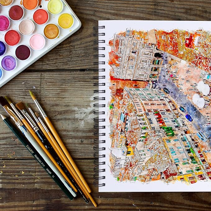 FIXSMITH 9"X12" Sketch Book | 200 Sheets (68 lb/100gsm) Sketchbook| 2 Pack (100 Sheets Each) |Acid Free Drawing Paper | Spiral Bound Sketchpad for Beginners,Artists & Professionals | Bright White