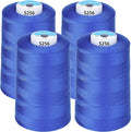 Simthread All Purpose Sewing Thread from 100% Spun Polyester for Serger, Overlock, Merrow, Quilting Sewing 4 Big Cones of 5000M (5500 Yards) Each - 40S/2 Blue