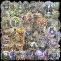 60 PCS Holographic Gold Foil Gothic Witch Stickers – Clear Dark Magic Astrology Scrapbook Stickers for Journaling, Wicca, Planner, Witchcore Aesthetic, Vintage Book & Crystal Cat, Witchcraft Supplies