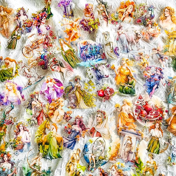 90 Pcs Vintage Greek Roman Mythology Goddess Stickers, Retro Aesthetic Clear Scrapbook Stickers for Journaling, Planner, Craft, Laptop, Water Bottle Decoration