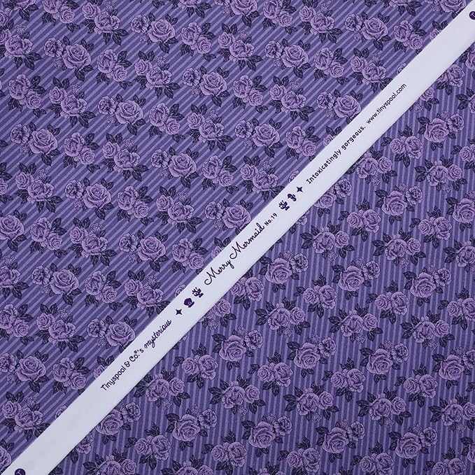 Tinyspool & Co. Quilting Bundle – Merry Mermaid Jelly Roll + 3-Yard Fabric for Each Print: No.19 – Lavender Rose, No.15 – Jade Flora, No.10 – Mint White