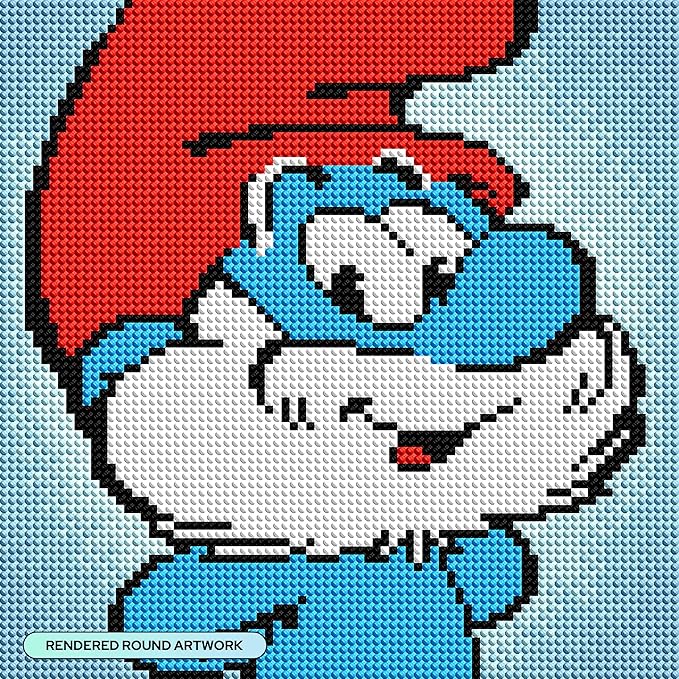 DIAMOND ART CLUB Papa Smurf Diamond Painting Kit, Fun DIY Crafts for Adults, Round Diamond Art Canvas, 9" x 9"