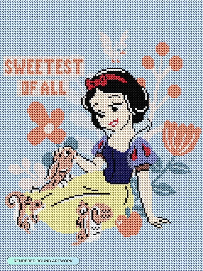 DIAMOND ART CLUB Snow White - Sweetest of All Diamond Painting Kit, Fun DIY Crafts for Adults, Round Diamond Art Canvas, 13" x 17"