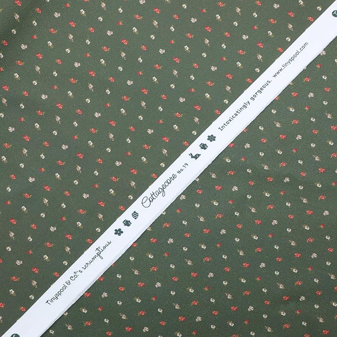 Tinyspool & Co. 100% American Cotton Fabric – 3 Yard Cut Quilting Fabric – Prewashed Preshrunk Yardage for Quilt Backing Borders Binding Sewing Crafts – Cottagecore No.19 – Dark Olive
