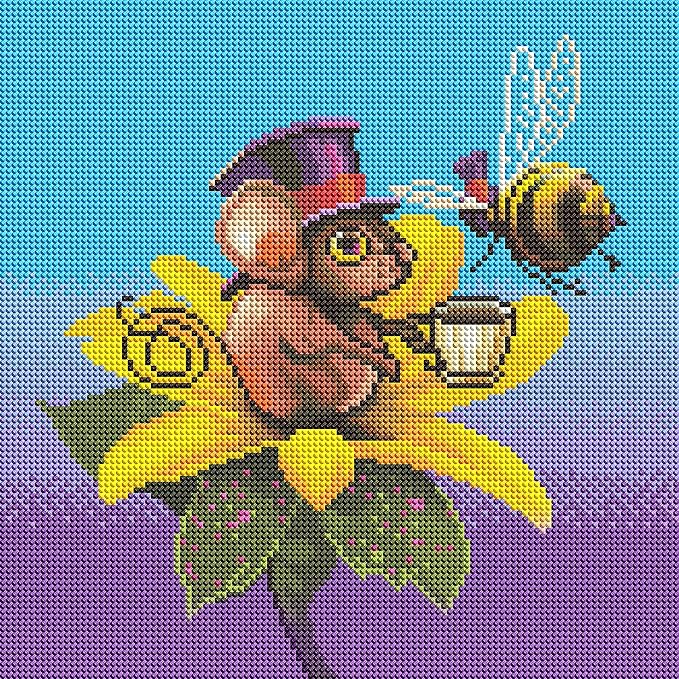 DIAMOND ART CLUB Dewey - Mouse Diamond Painting Kit, Fun DIY Crafts for Adults, Round Diamond Art Canvas, 13" x 13"