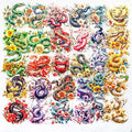 30-Pack Large Holographic Floral Snake Reptile Clear Scrapbook Stickers – Vibrant Serpent Decals with Flowers for Journals, Laptops, Water Bottles, Resin Art Projects
