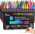 PAINTIGO 54 Colors Acrylic Paint Markers – 0.7mm Fine & 3mm Medium Tips for DIY Crafts, Rock Painting, Wood, Canvas, Glass, Fabric, Ceramic, Plastic & More