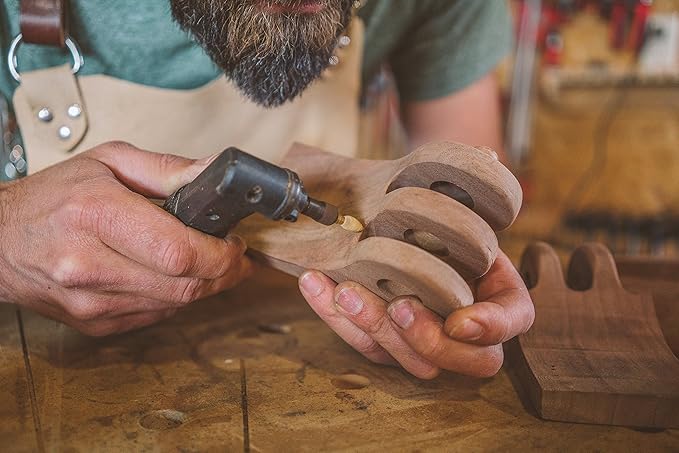 Kutzall Original Flame Rotary Burr, 1⁄8" Shaft, Fine - Wood Carving Bit for Dremel, Foredom, DeWalt, Milwaukee. Abrasive Tungsten Carbide, 1⁄4" (6.3mm) Dia. X 1⁄2" (12.7mm) Length, FL-14-EG