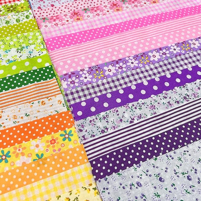 42Pcs 9.8" x 9.8"(25 * 25CM) Cotton Fabric DIY Making Supplies Quilting Patchwork Fabric Fat Quarter Bundles DIY for Quilting Cotton Patchwork Cushions (Pink/Purple, 9.8" x 9.8")
