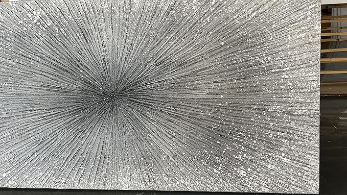 YaSheng Art - 24x48 Inch Abstract Art Oil Paintings on Canvas Thick silver Abstract Artwork Modern Home Decor Canvas Wall Art 24x48inch