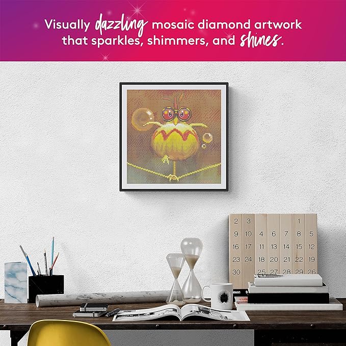 DIAMOND ART CLUB Balancing Act - Bird Diamond Painting Kit, Fun DIY Crafts for Adults, Round Diamond Art Canvas, 13" x 13"