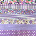 7Pcs 9.8" x 9.8"(25 * 25CM) Cotton Fabric DIY Making Supplies Quilting Patchwork Fabric Fat Quarter Bundles DIY for Quilting Cotton Patchwork Cushions (7pcs Purple Flowers, 9.8" x 9.8")