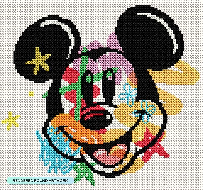 DIAMOND ART CLUB Mickey Shapes Diamond Painting Kit, Fun DIY Crafts for Adults, Round Diamond Art Canvas, 13" x 13"