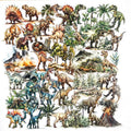 60 PCS Large Jurassic Dinosaur Clear Stickers for Scrapbooking, Planner, Watercolor Prehistoric Volcano Forest Dinosaur Vinyl Decals for Teens Adults Crafts, Journaling