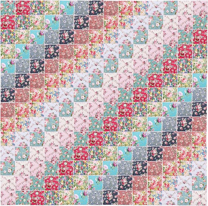 Hanjunzhao 84 Pcs Cotton Fabric Quilt Squares 5x5 inch, Charm Packs for Quilting 5 inch Clearance, 5" Charm Squares - for Quilting, Sewing, Birthday Valentine's Party Decor, and Crafts, Retro Floral