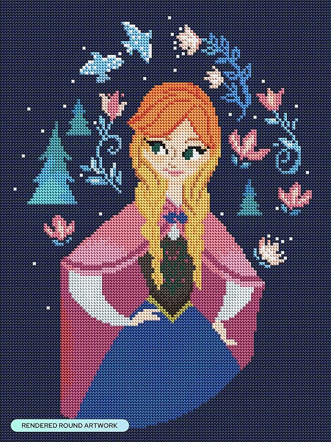 DIAMOND ART CLUB Anna Diamond Painting Kit, Fun DIY Crafts for Adults, Round Diamond Art Canvas, 13" x 17"