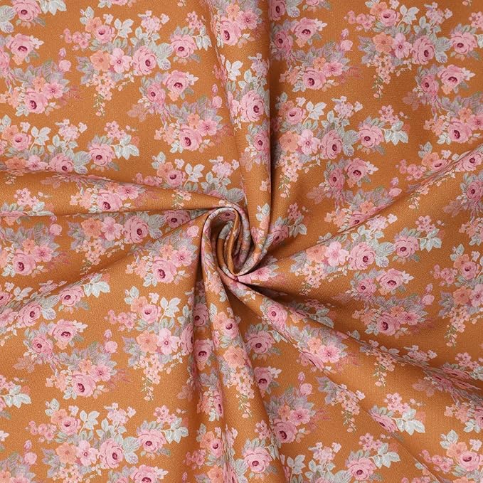 Tinyspool & Co. 100% American Cotton Fabric – 3 Yard Cut Quilting Fabric – Prewashed Preshrunk Yardage for Quilt Backing Borders Binding Sewing Crafts – Fall Harvest No.12 – Persimmon Orange