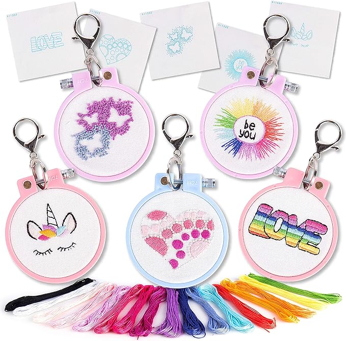 5 Stamped Embroidery kit With Embroidery Patterns. Embroidery Kit For Beginners, Needlepoint Kits For Beginners. Best Beginner Embroidery Kit For Kids Embroidery Starter Kit Cross Stitch Kits