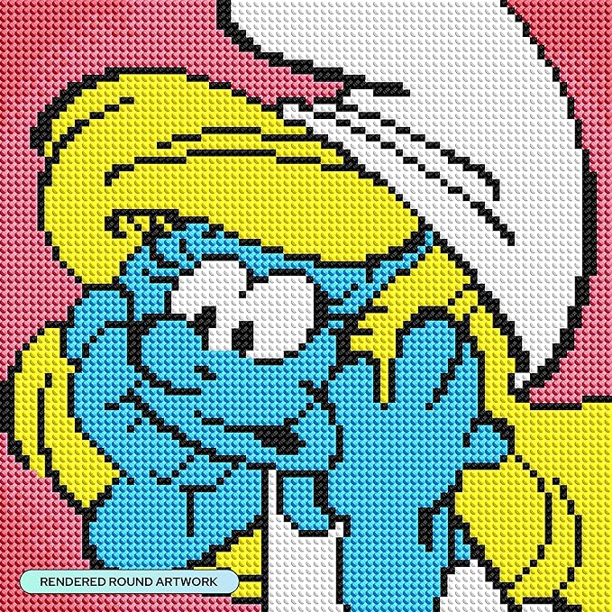 DIAMOND ART CLUB Smurfette Diamond Painting Kit, Fun DIY Crafts for Adults, Round Diamond Art Canvas, 9" x 9"
