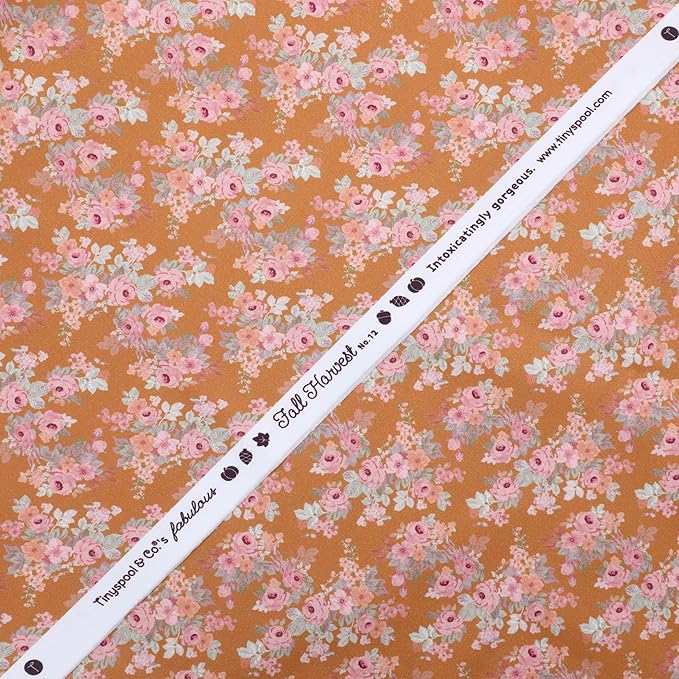 Tinyspool & Co. 100% American Cotton Fabric – 3 Yard Cut Quilting Fabric – Prewashed Preshrunk Yardage for Quilt Backing Borders Binding Sewing Crafts – Fall Harvest No.12 – Persimmon Orange