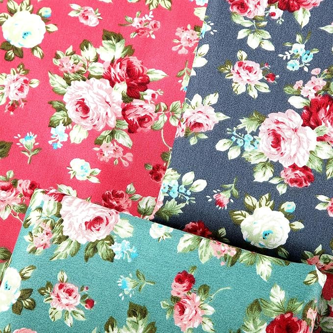 Hanjunzhao 42Pcs 10" Layer Cake Fabric - Vintage Floral Print Cotton Fabric Squares 10x10, Layer Cakes 10 inch Squares for Quilting, Sewing, Quilts, and Crafts - Retro Floral