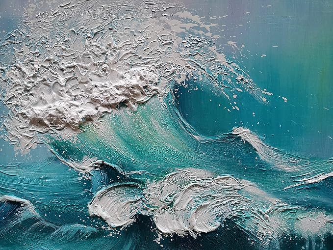 YaSheng Art - 24x48inch landscapes Abstract Art Painting，Oil Painting on Canvas Texture Blue Ocean scenery 3D Oil Painting Hand-Painted Abstract Artwork Canvas Wall Art Paintings Modern Home Decor Art