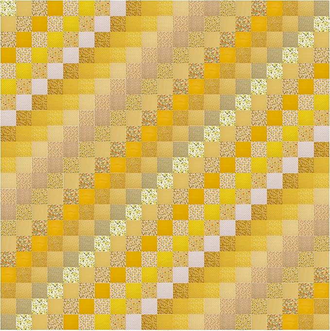Hanjunzhao 42Pcs 10" Layer Cake Fabric - Layer Cakes 10 inch Squares for Quilting - Polka Dots Striped Star Solid Floral Print Cotton Fabric Squares 10x10 for Sewing, Quilts, and Crafts (Yellow)