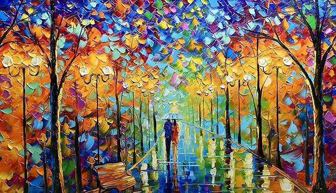 Tyed Art- Contemporary Art Landscape Oil Painting On Canvas Abstract Textured Tree Painting hand-painted acrylic frame wall art modern canvas painting 24x48inch