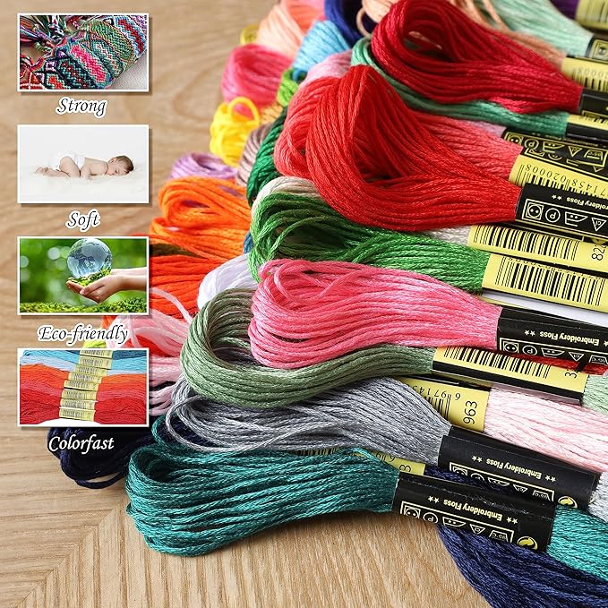 ATDAWN Rainbow Color Embroidery, Cross Stitch Threads, Bracelets, Crafts Floss, 50 Count
