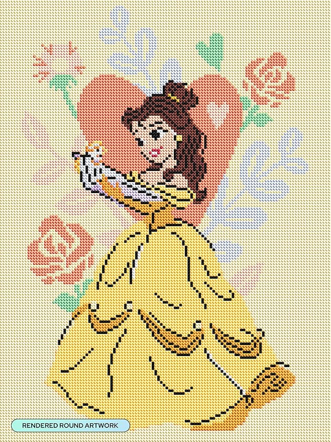 DIAMOND ART CLUB Belle - Life is Beautiful Diamond Painting Kit, Fun DIY Crafts for Adults, Round Diamond Art Canvas, 13" x 17"
