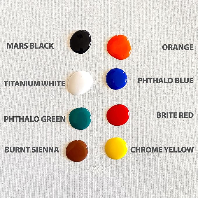 milo Acrylic Paint Set of 8 Colors | 8 oz Bottles | Student Primary Colors Acrylics Painting Pack | Made in the USA | Non-Toxic Art & Craft Paints for Artists, & Hobby Painters