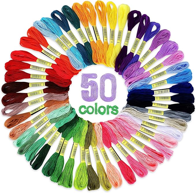 ATDAWN Rainbow Color Embroidery, Cross Stitch Threads, Bracelets, Crafts Floss, 50 Count