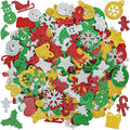 300 Pcs Christmas Foam Stickers Bulk, Self-Adhesive Christmas Stickers DIY Craft, Glitter Santa Claus Snowman Snowflake Pattern, Xmas Party Favors Winter Holiday Decorations