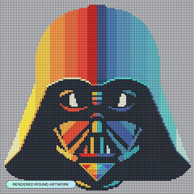 DIAMOND ART CLUB Rainbow Darth Vader Diamond Painting Kit, Fun DIY Crafts for Adults, Round Diamond Art Canvas, 13" x 13"