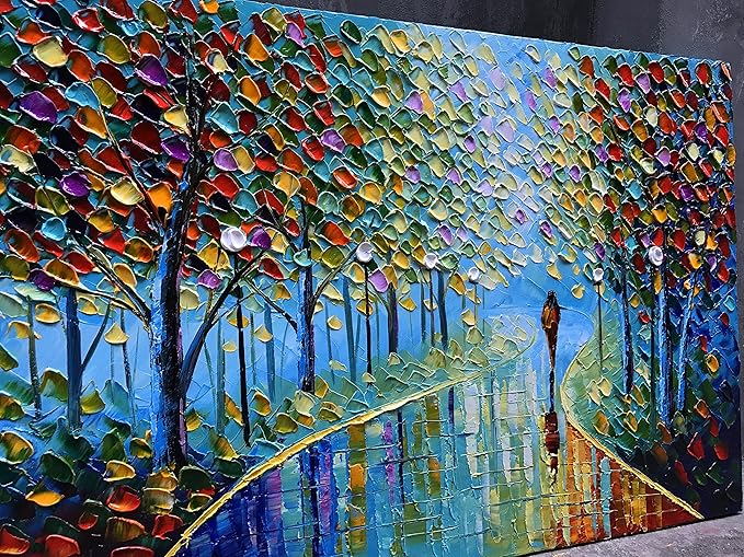 YaSheng Art -Landscape Oil Painting On Canvas Textured Tree Abstract Contemporary Art Wall Paintings Handmade painting Home Office Decorations Canvas Wall Art painting 24x36inch