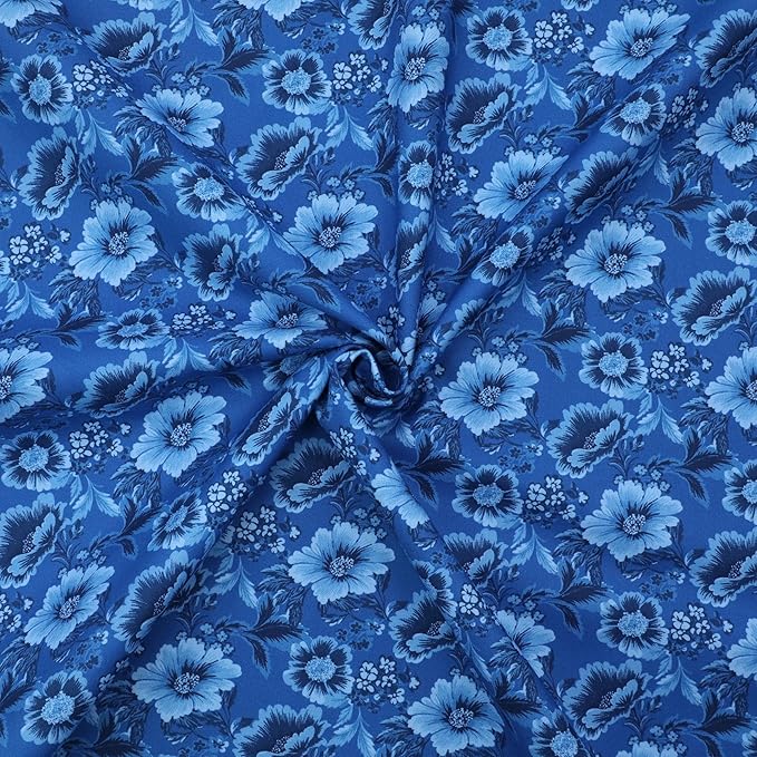 Tinyspool & Co. 100% American Cotton Fabric – 3 Yard Cut Quilting Fabric – Prewashed Preshrunk Yardage for Quilt Backing Borders Binding Sewing Crafts – Eternal Bleu No.9 – Oriental Blue